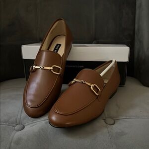 Brown Loafers with Gold Accent